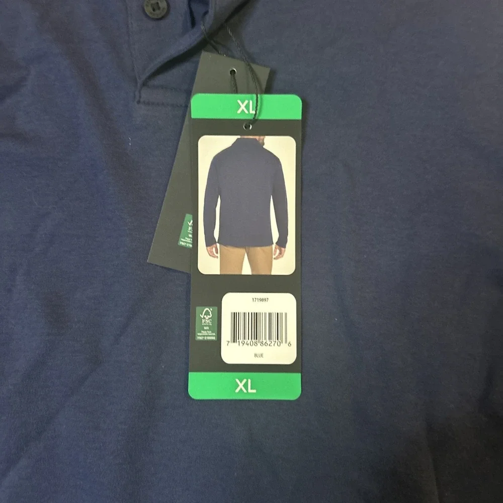 NWT Banana Republic Men's Luxe Touch Long Sleeve Polo Cotton BLUE XL (023)